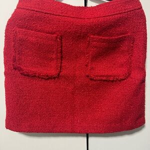 LOFT Red Textured Pencil Skirt